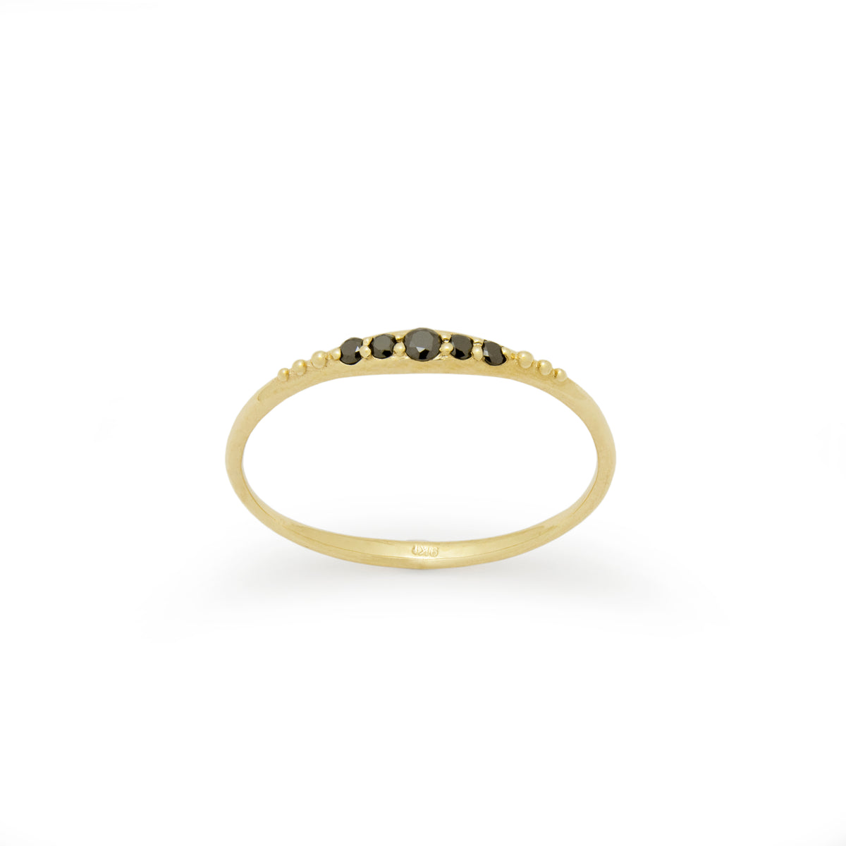 RG1902-2 Gold Skinny Ring with Black Diamonds