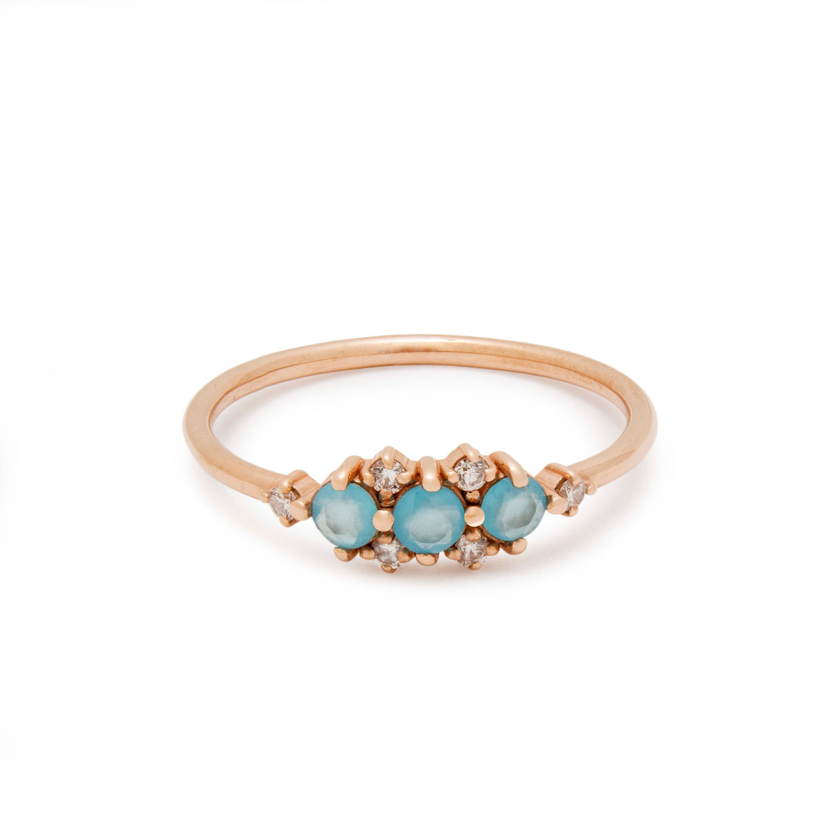 RG1940 Blue Quartz And Diamond Halo Engagement Rose Gold Ring In Chic Design