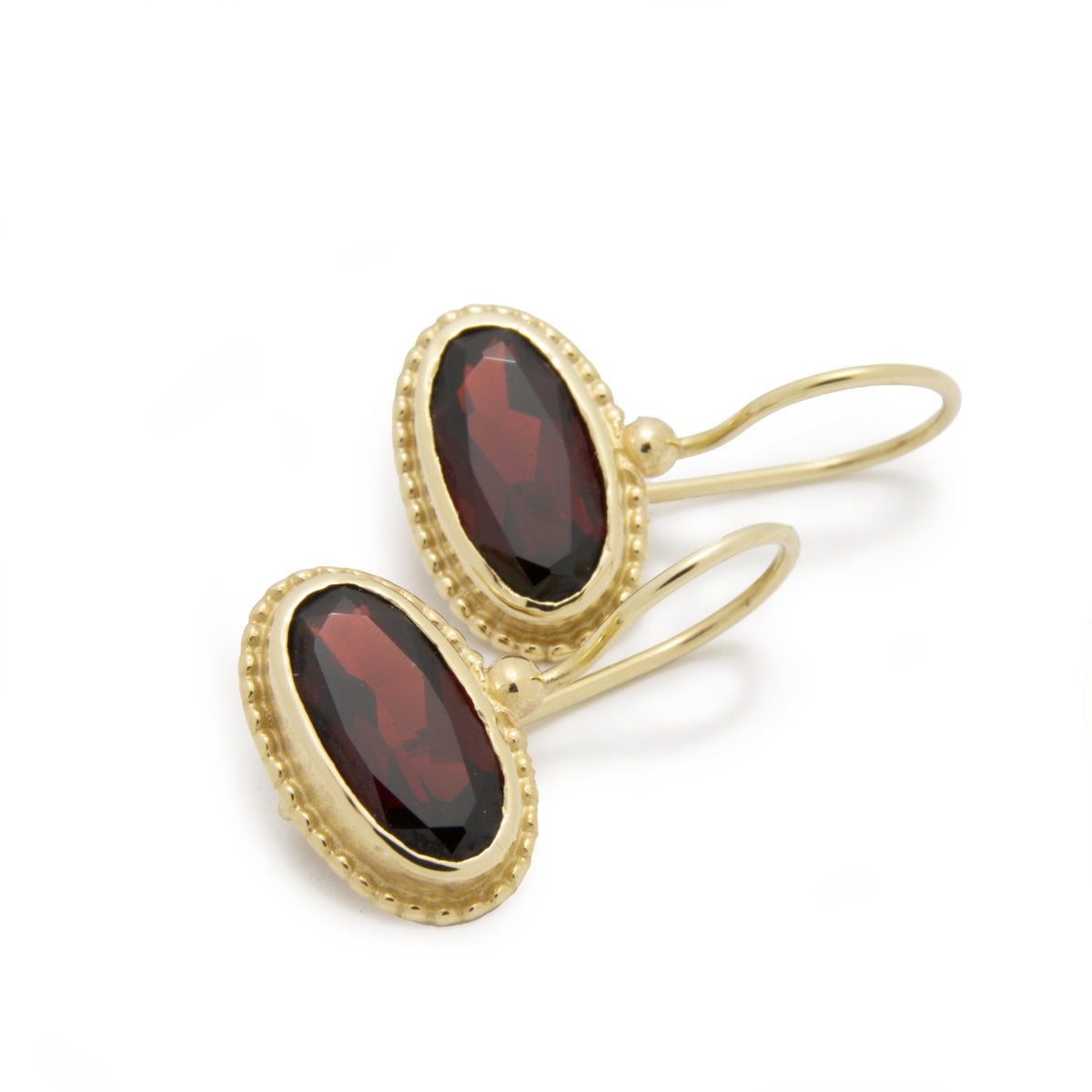 EG2218-2 Oval Gold Earrings with Garnet