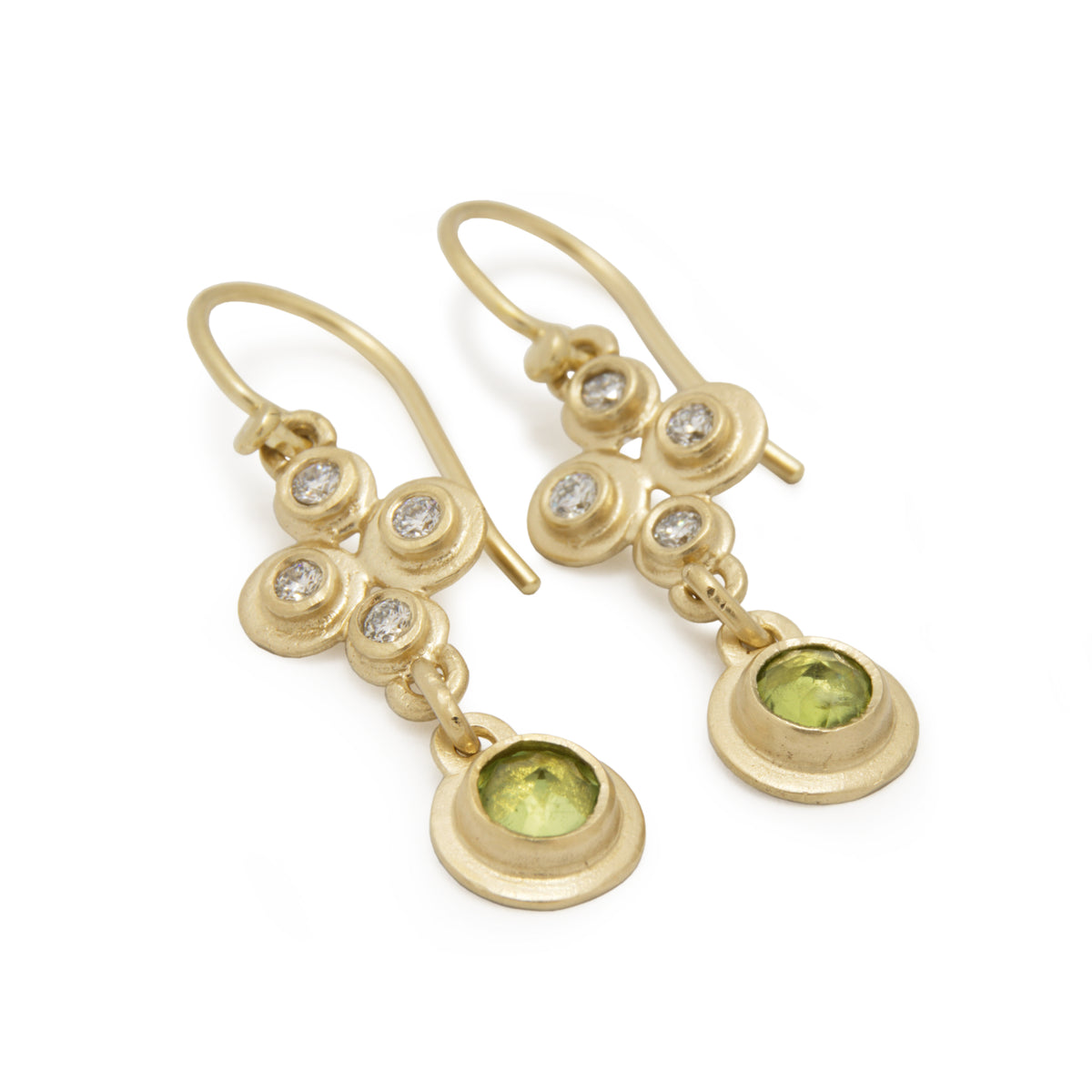NG4766 Gold Y Necklace with Diamonds and Peridot