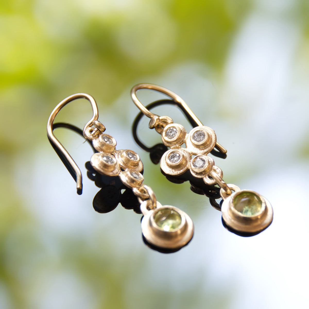 EG2237 Peridot and Diamonds Chandelier Earrings