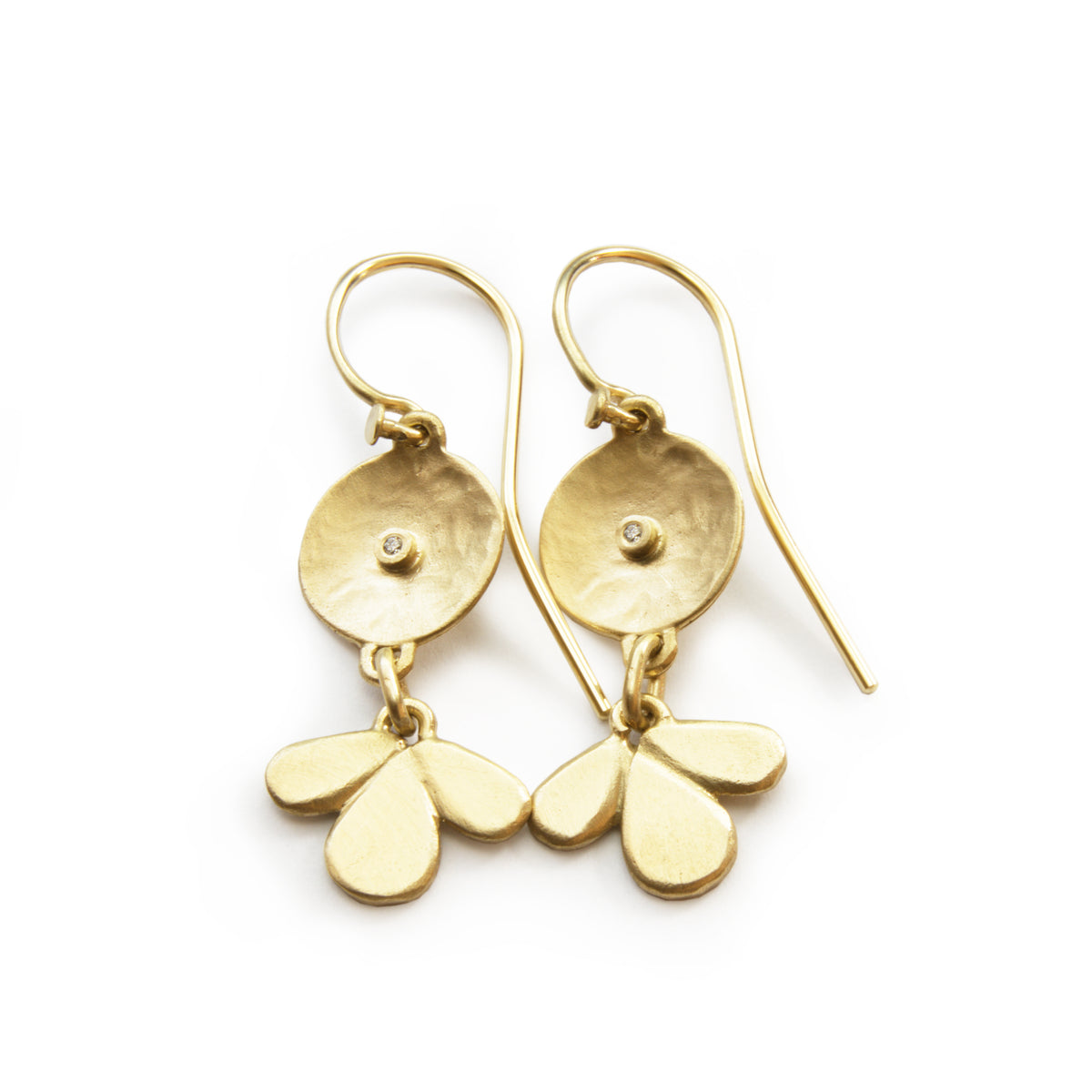 EG2238 Matte Gold Chandelier Earrings with Diamonds