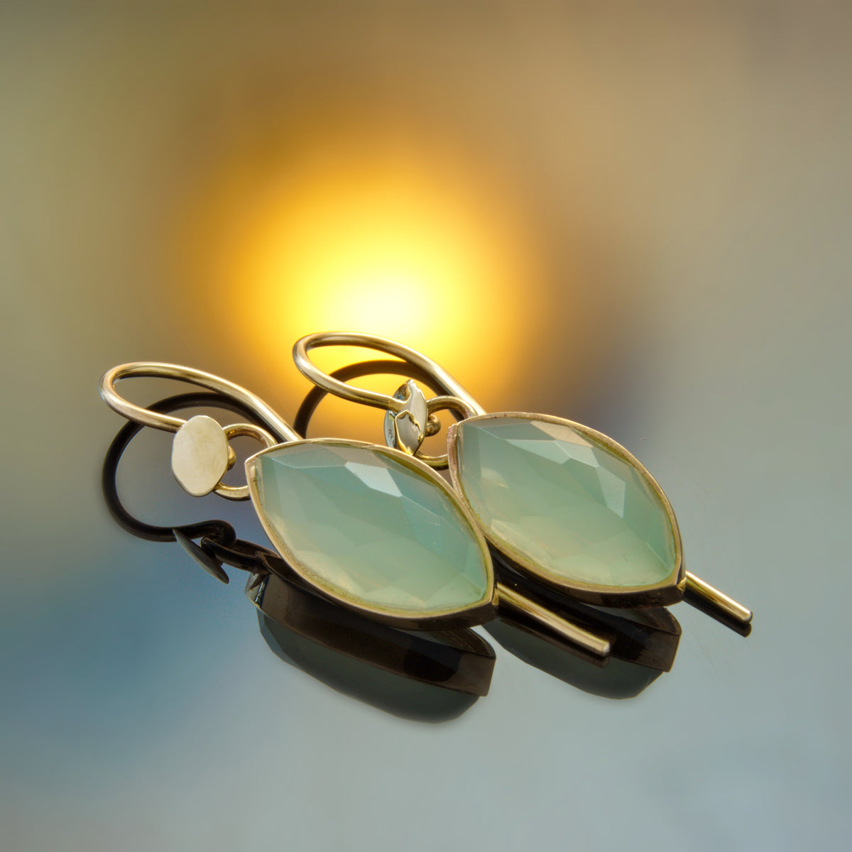 EG2241-1 Gold Drop Earrings with Marquise Jade