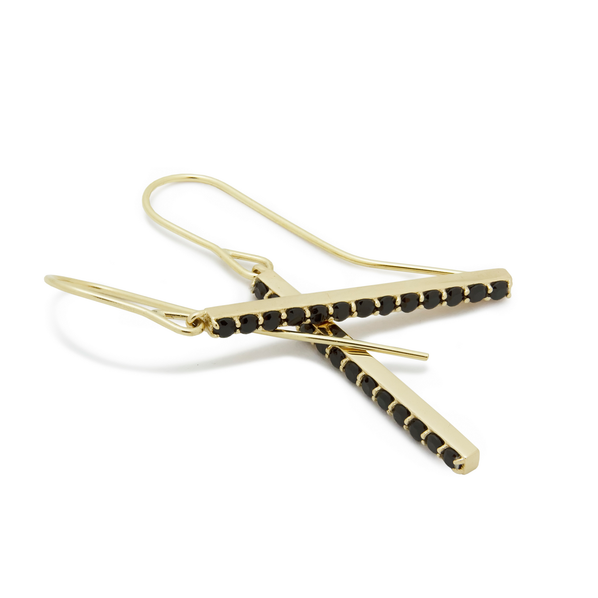 EG2242 Elegant Minimalist Bar Drop Earrings with Black Onyx