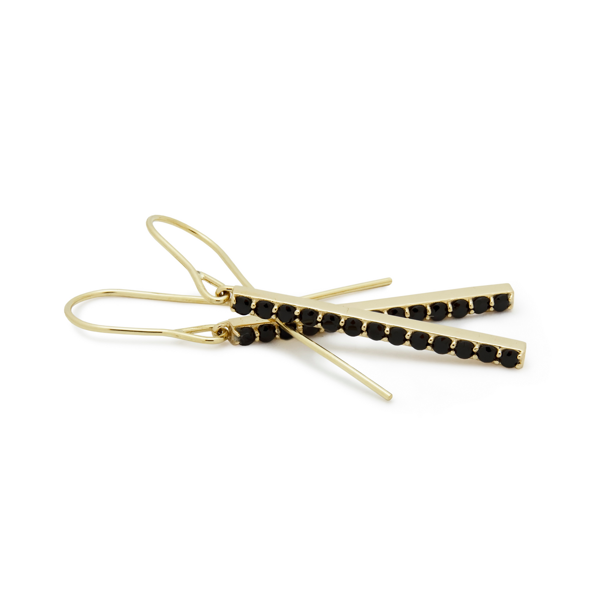 EG2242 Elegant Minimalist Bar Drop Earrings with Black Onyx
