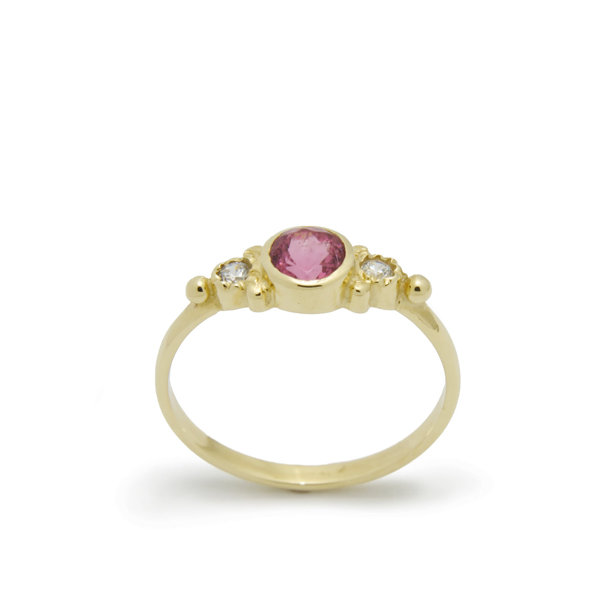RG1120-4 Dainty Gold Ring with Rodulite and Diamonds