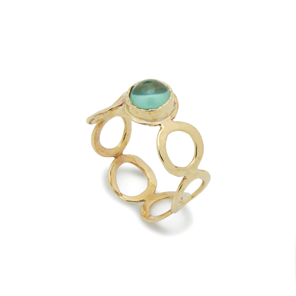 RG1266X-1 Gold Circles Ring with Blue Topaz