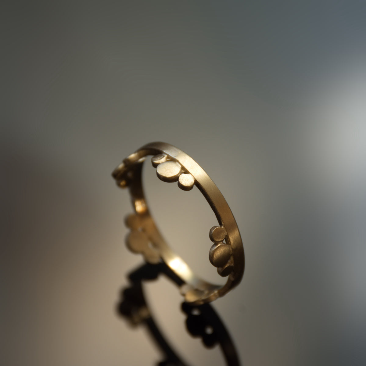 RG1869 Matte Gold Stacking ring with Dotted Pattern