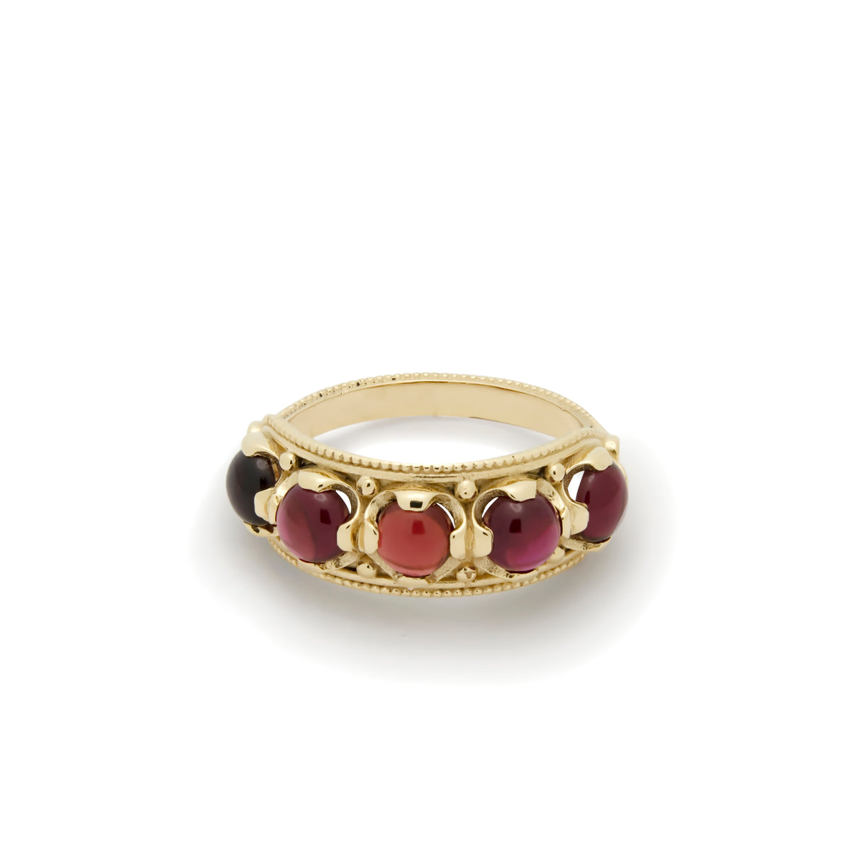 RG1890 Gold Ring with Five Red Garnets