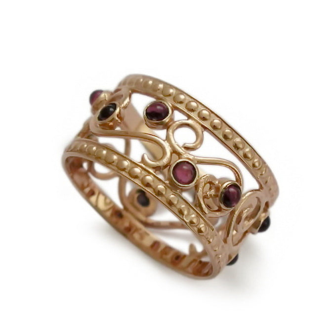 Serpentine Garnet Rose Gold Ring