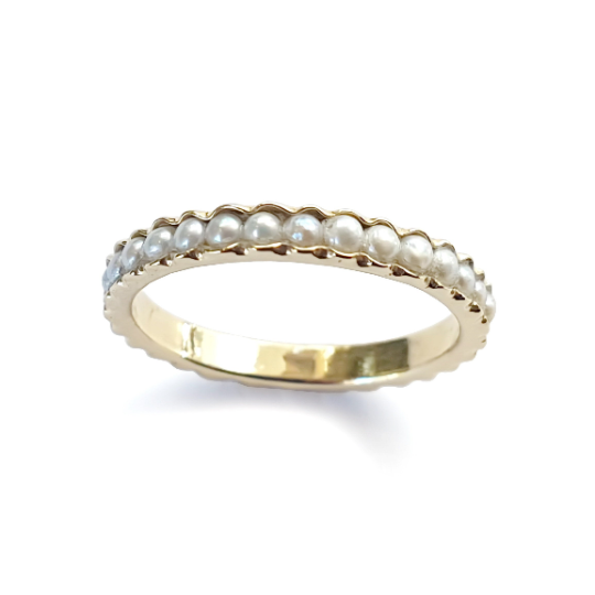 RG0911 Gold Stacking Ring with Pearls