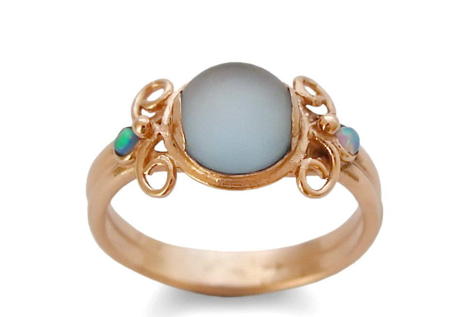 RG1399-3 Blue Quartz and Opals butterfly ring