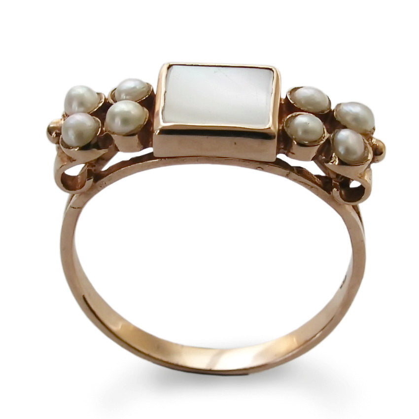 RG1121 Square mother of Pearls gold ring