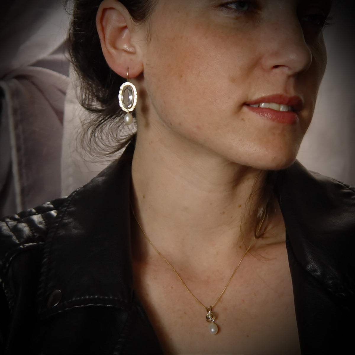 EG0789A Glamorous Smoky Topaz Gold Earrings