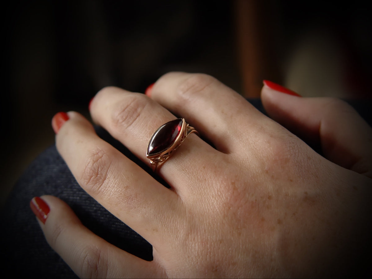 RG1215-2 Marquise Garnet Victorian ring