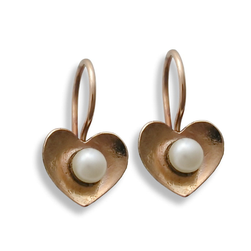 EG7867 Rose Gold Heart Earrings with Pearls