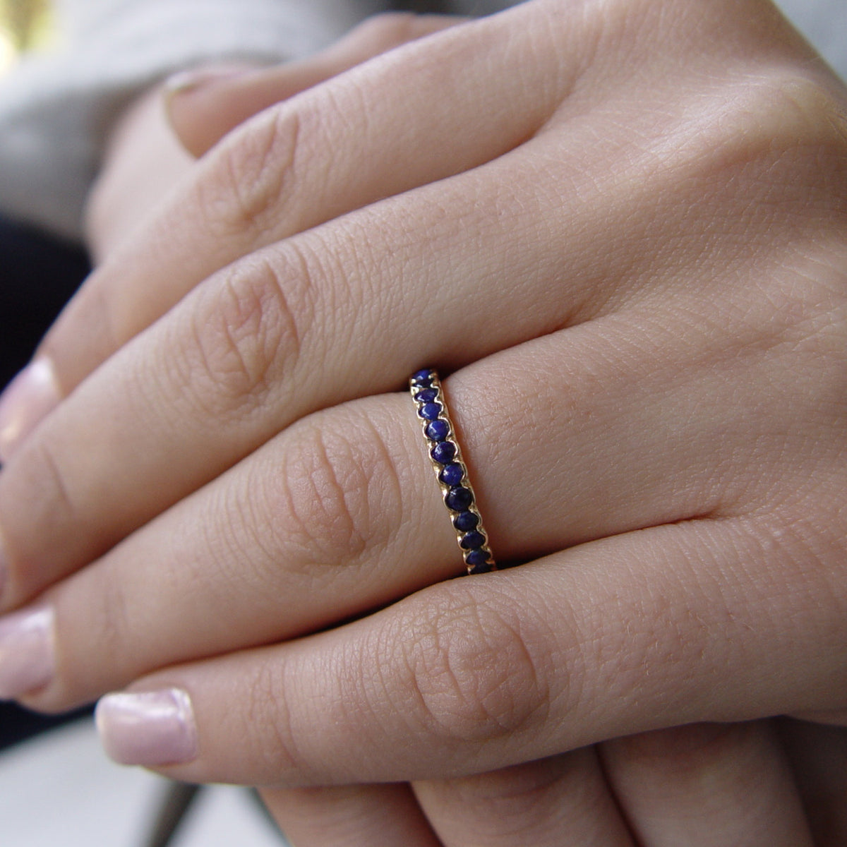RG0911L Gold Stacking Band with Blue Lapis Lazuli