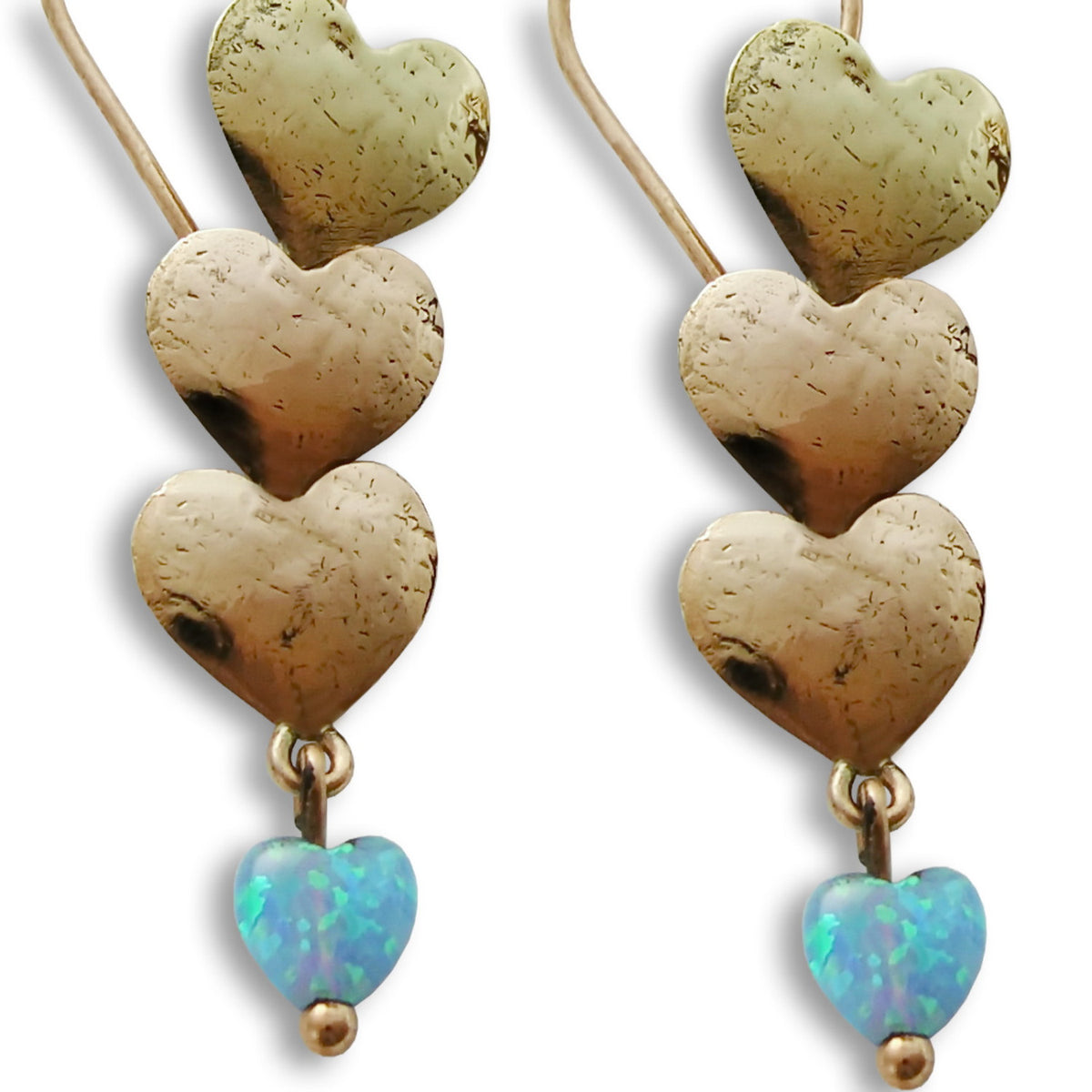 EG7862 Gold Long hearts chandelier earrings