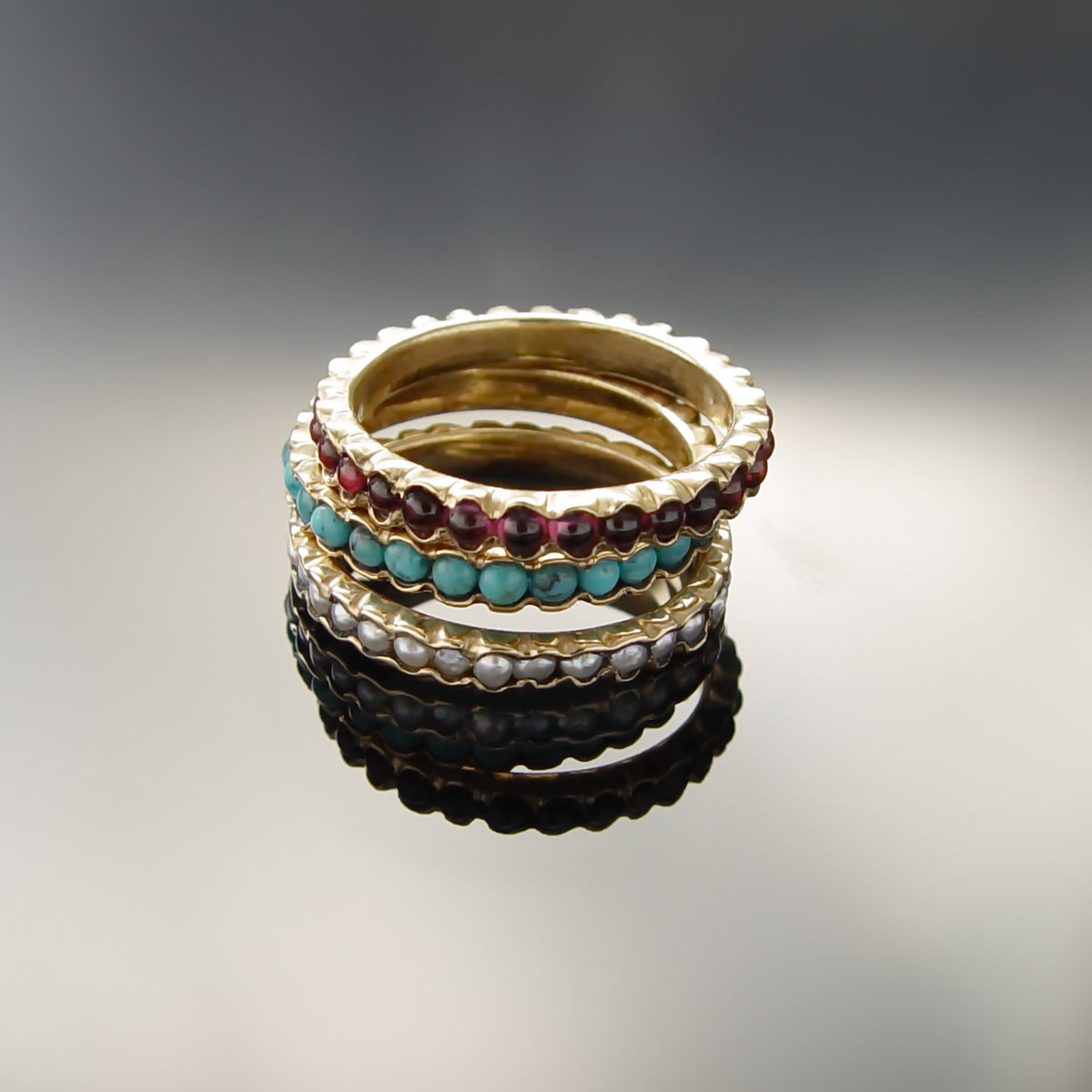 RG0911L Gold Stacking Band with Blue Lapis Lazuli