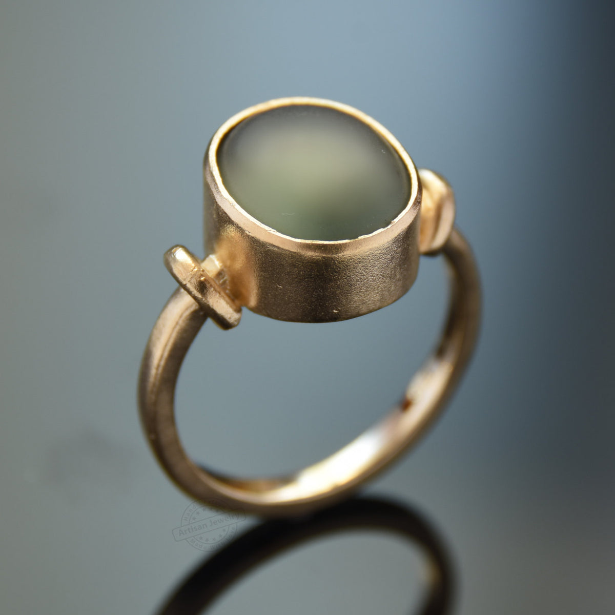 RG1090-2 Matte Gold and Green Quartz Ring