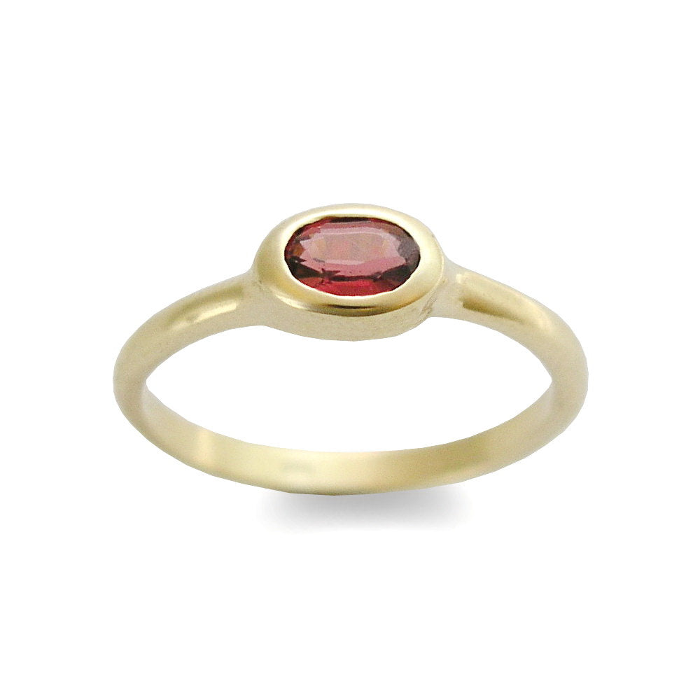 RG1801-2 Modern Gold Ring with Oval Garnet