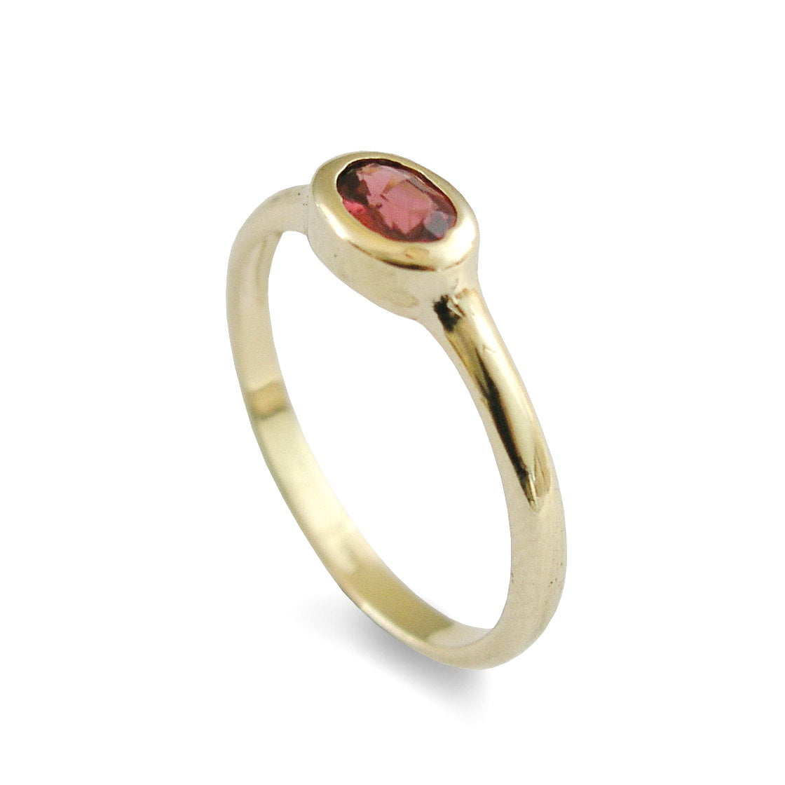 RG1801-2 Modern Gold Ring with Oval Garnet