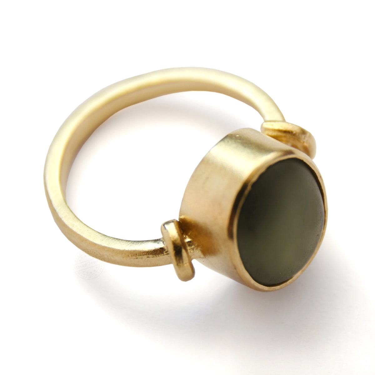 RG1090-2 Matte Gold and Green Quartz Ring