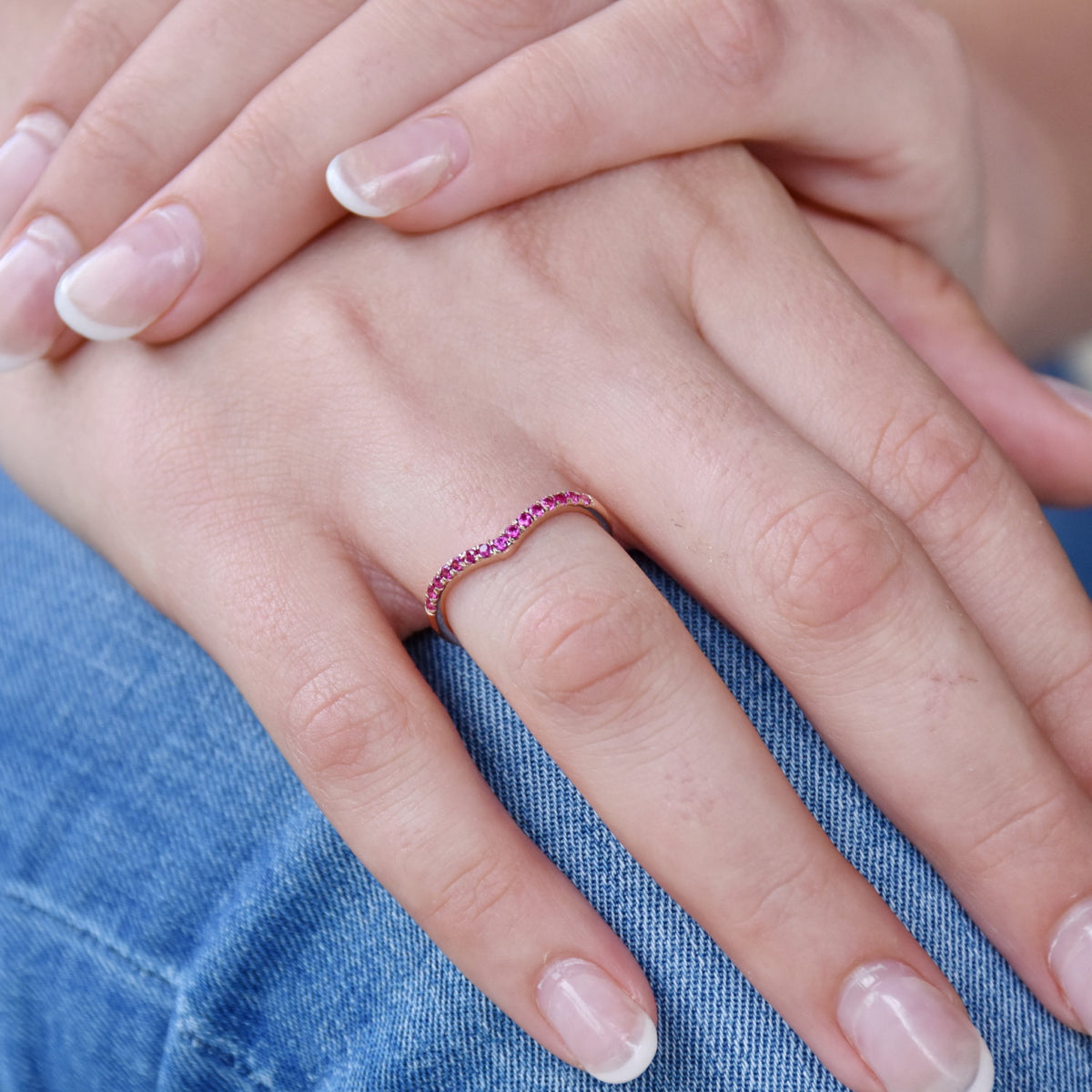 RG1814 Ruby Rose Gold V ring