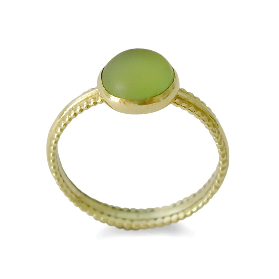 RG0985 Gold dotted ring with Green Quartz