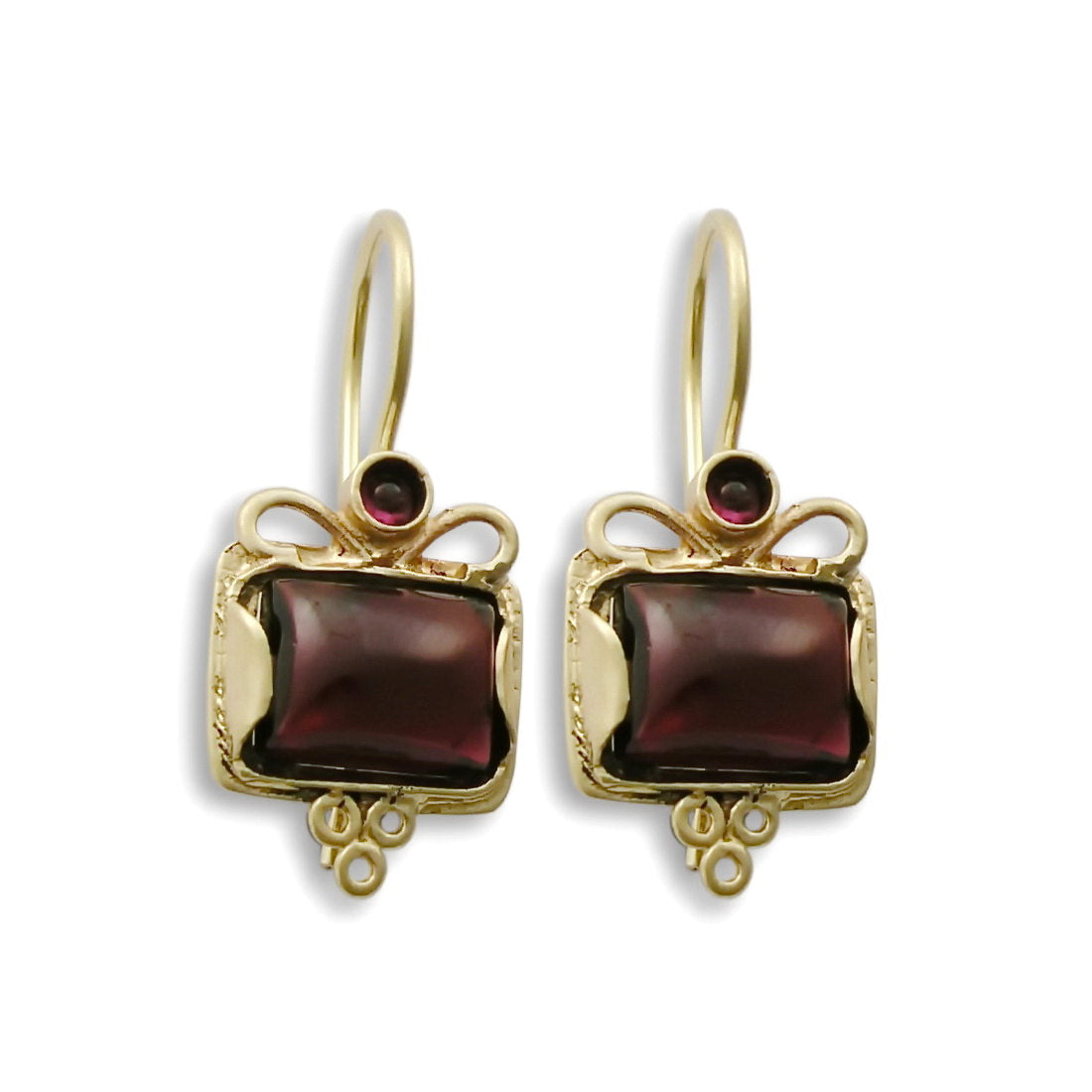 EG7811-3 Rose Gold and Lemon Quartz square earrings