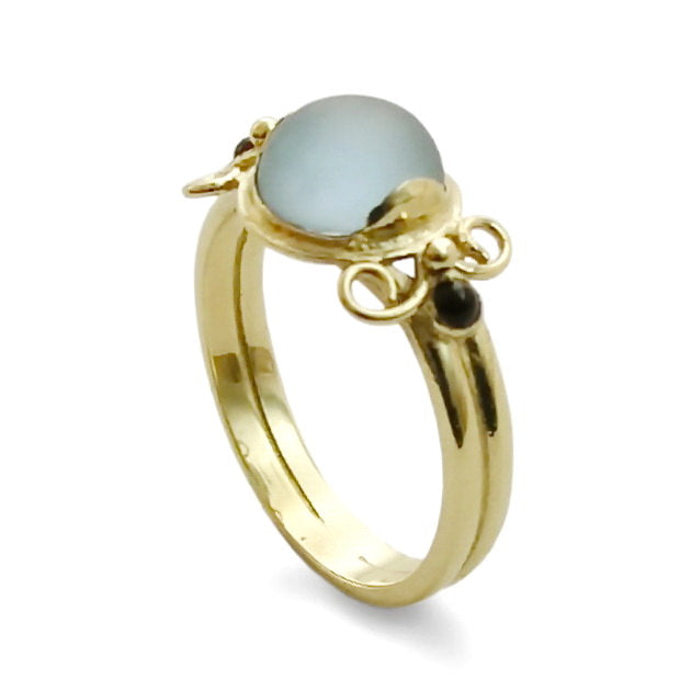 RG1399 Blue Quartz and Onyx butterfly ring