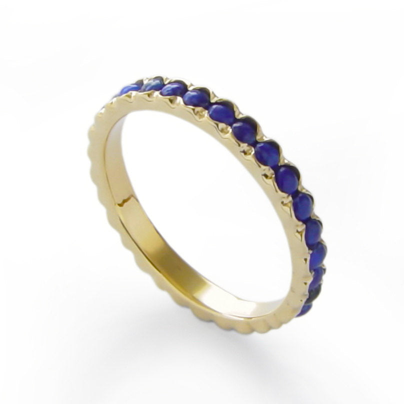 RG0911L Gold Stacking Band with Blue Lapis Lazuli