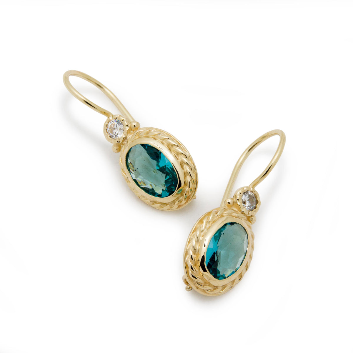 EG0732-2 Elegant Oval Blue Topaz Drops