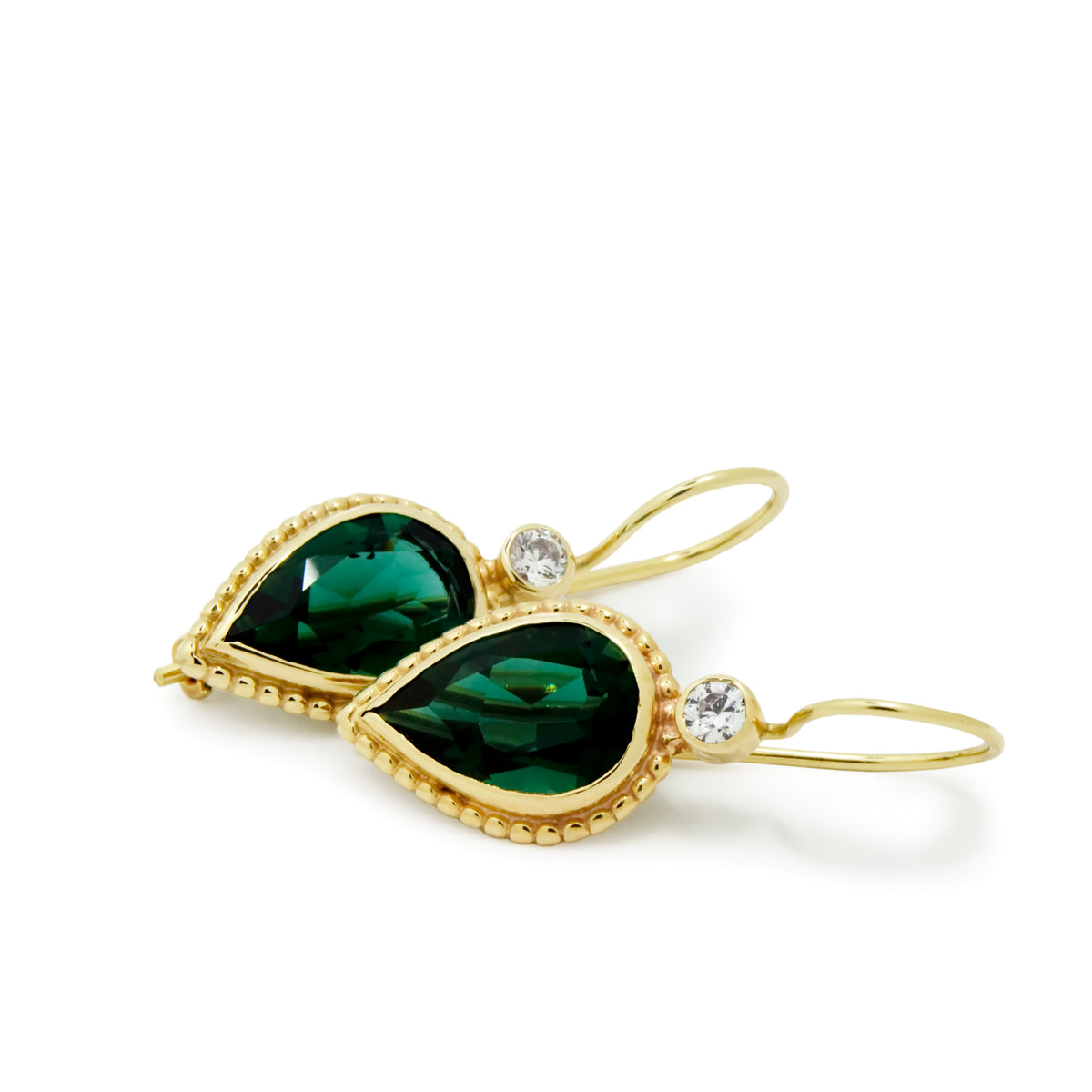 EG2215-1  Gold Teardrop Earrings with Emerald