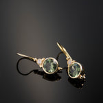EG2217-3 Gold Drop Earrings with Green Spinel and Zircon