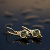 EG2217-3 Gold Drop Earrings with Green Spinel and Zircon