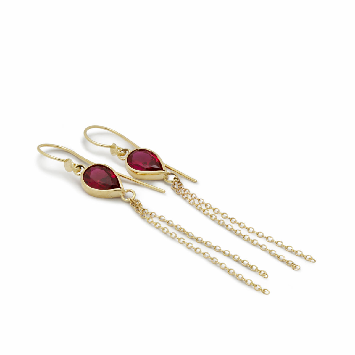 EG2240A-1 Gold Tassel Earrings with Ruby