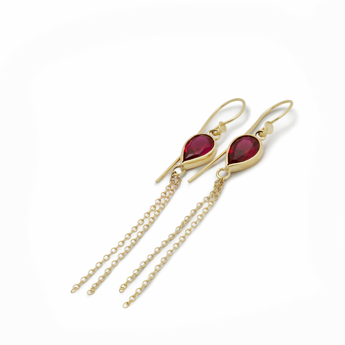 EG2240A-1 Gold Tassel Earrings with Ruby