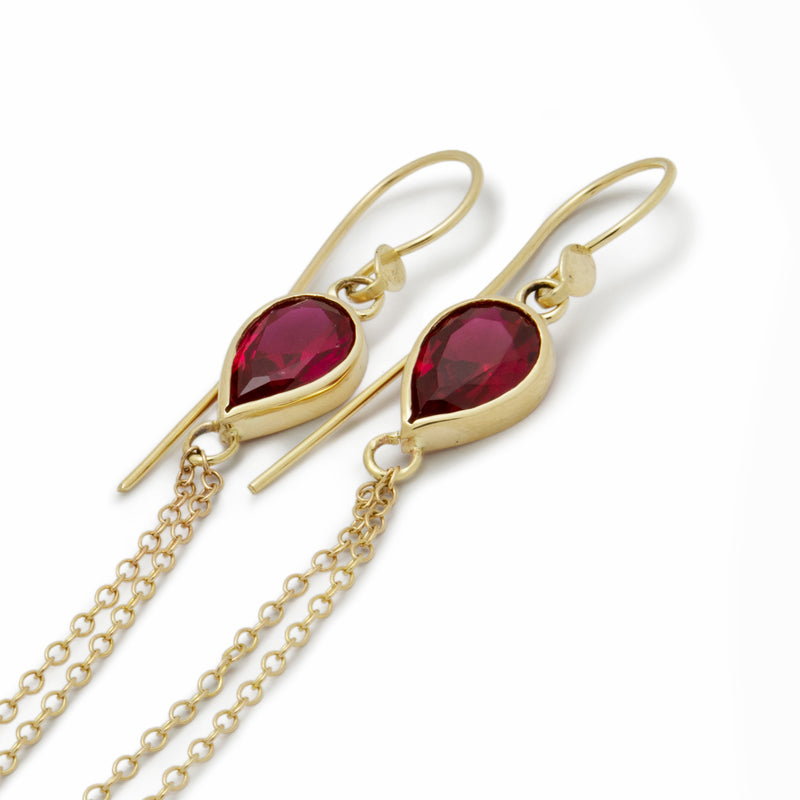 EG2240A-1 Gold Tassel Earrings with Ruby