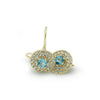 EG2245-1 Round Gold drop earrings with Blue Topaz stones set in a circle