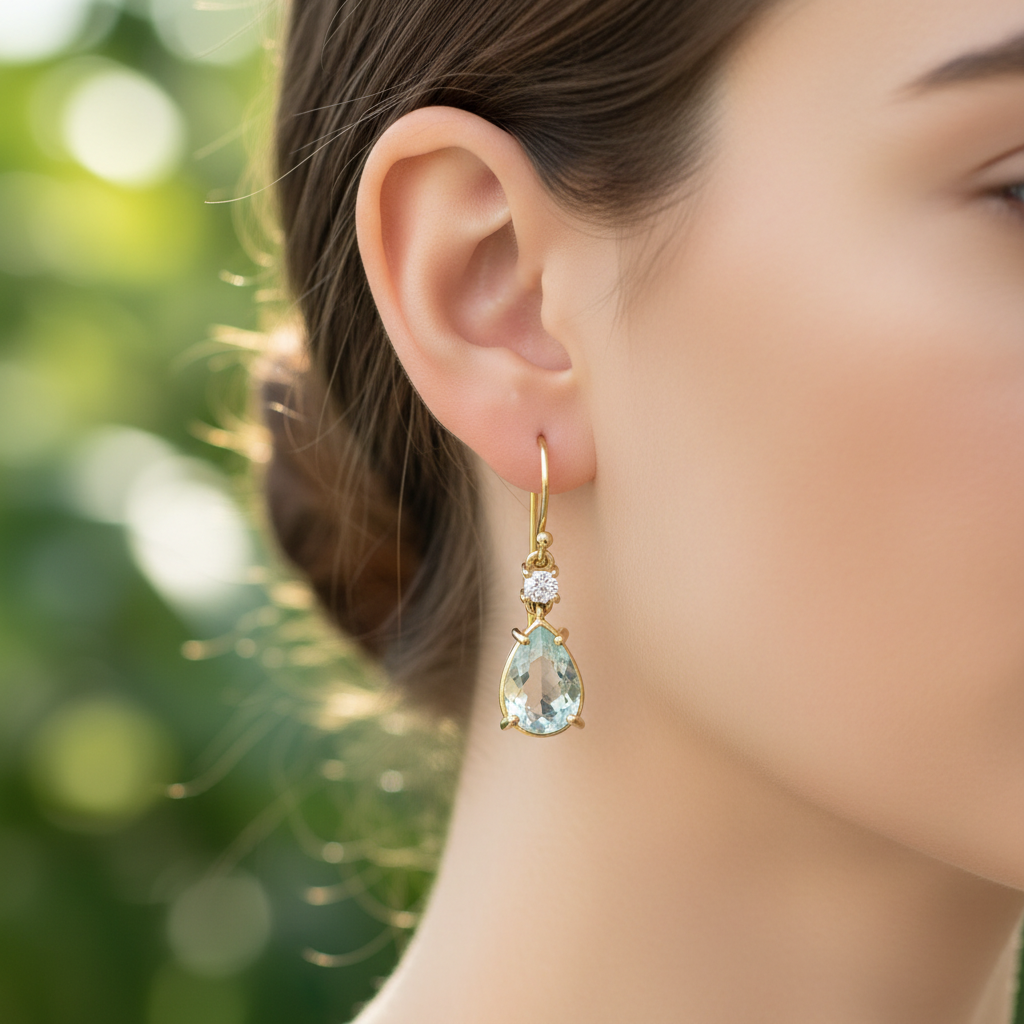 EG2251 Pear-shaped blue topaz drop earrings