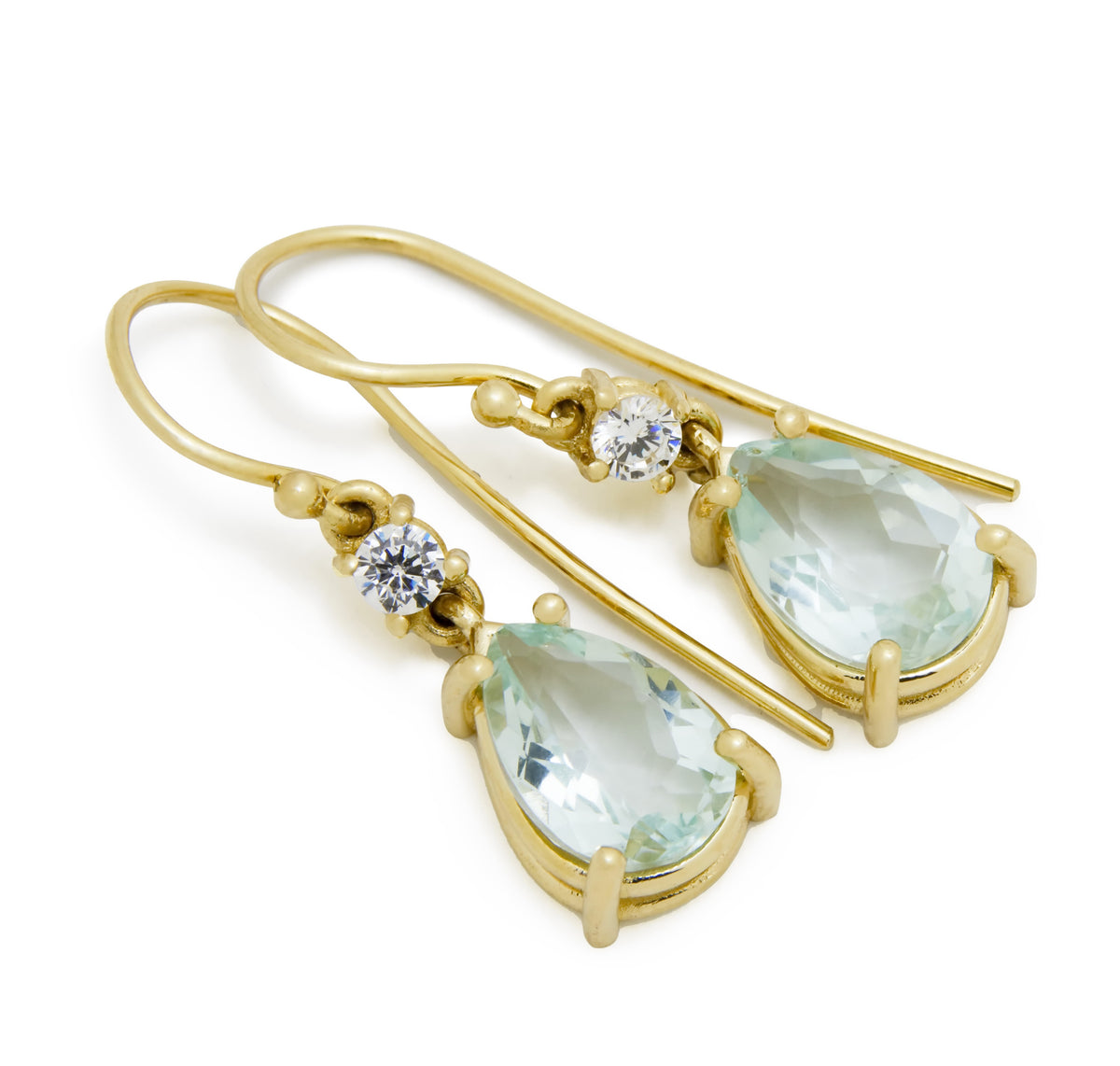 EG2251 Pear-shaped blue topaz drop earrings