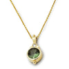 NG4747 Gold Necklace with Deep Green Spinel and Zircon Pendant