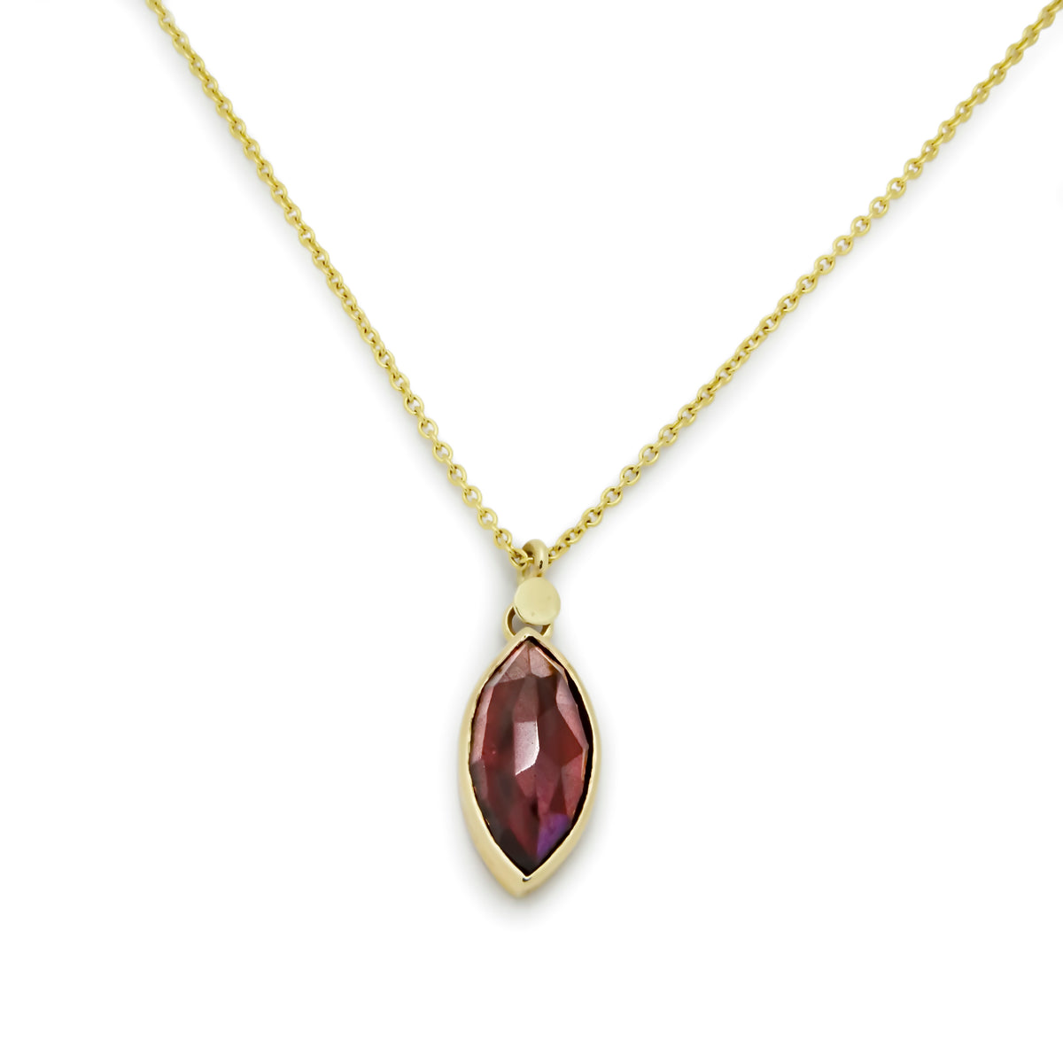 NG4770-1 Gold Necklace with Marquise Garnet Charm