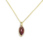 NG4770-1 Gold Necklace with Marquise Garnet Charm