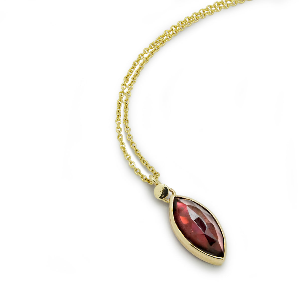 NG4770-1 Gold Necklace with Marquise Garnet Charm