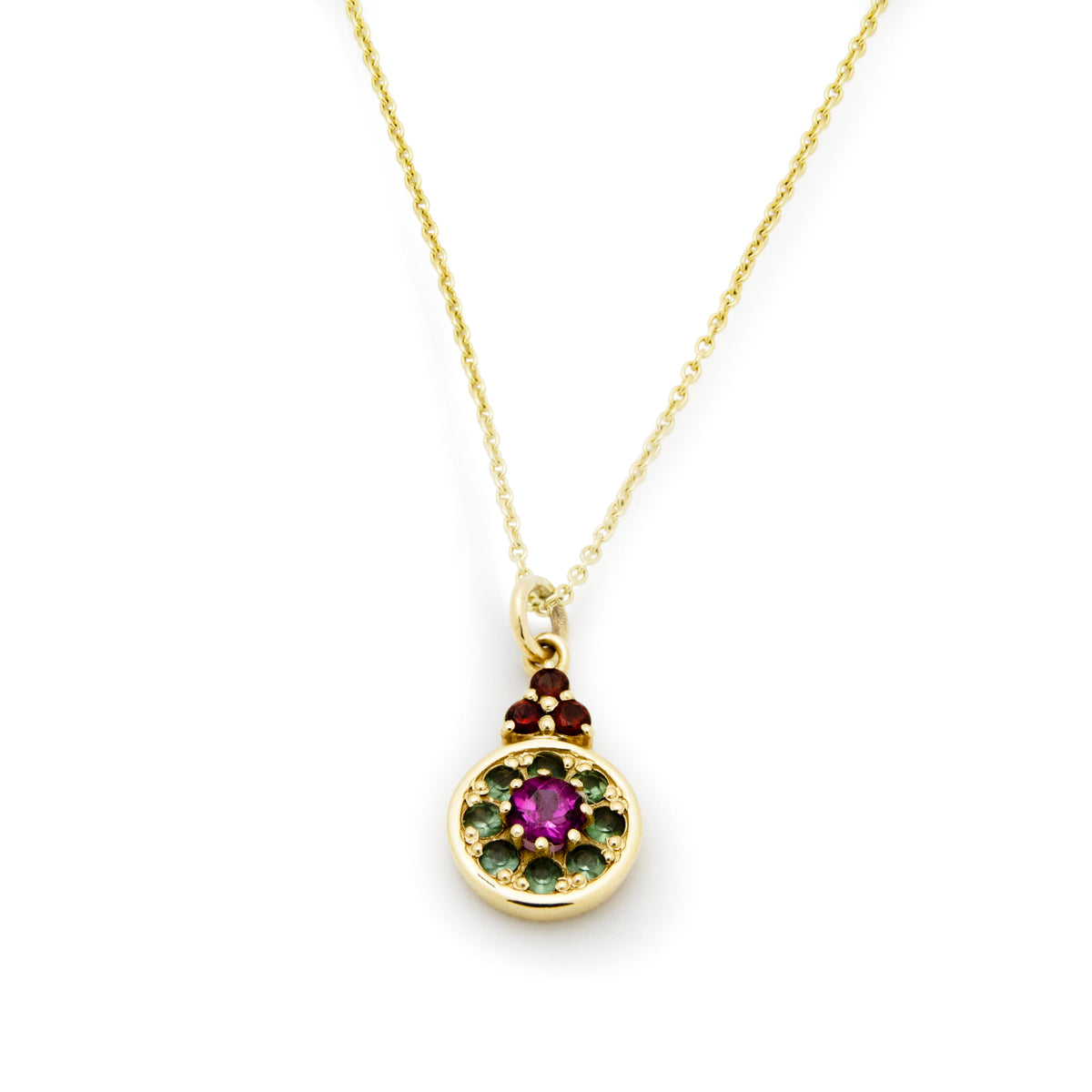 NG4786 Elegant Ruby, Spinel & Garnet Pendant Necklace