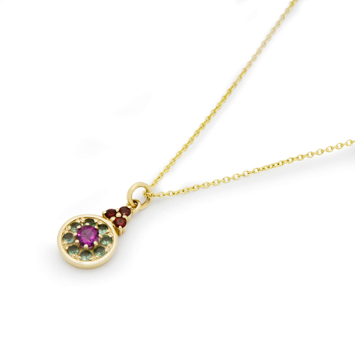 NG4786 Elegant Ruby, Spinel & Garnet Pendant Necklace