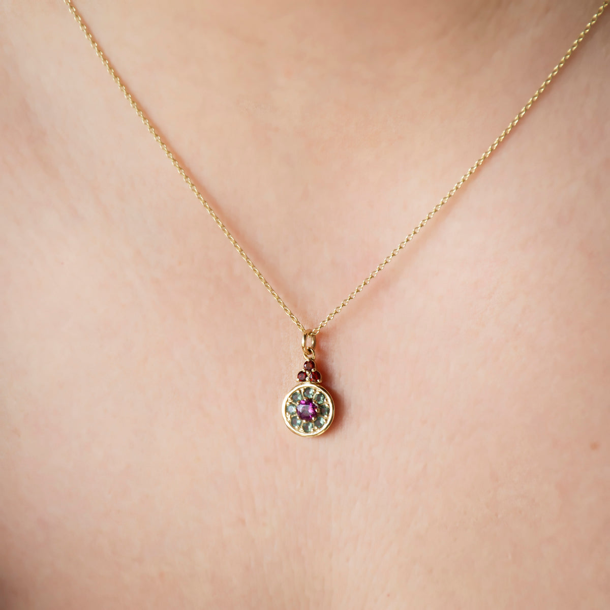 NG4786 Elegant Ruby, Spinel & Garnet Pendant Necklace