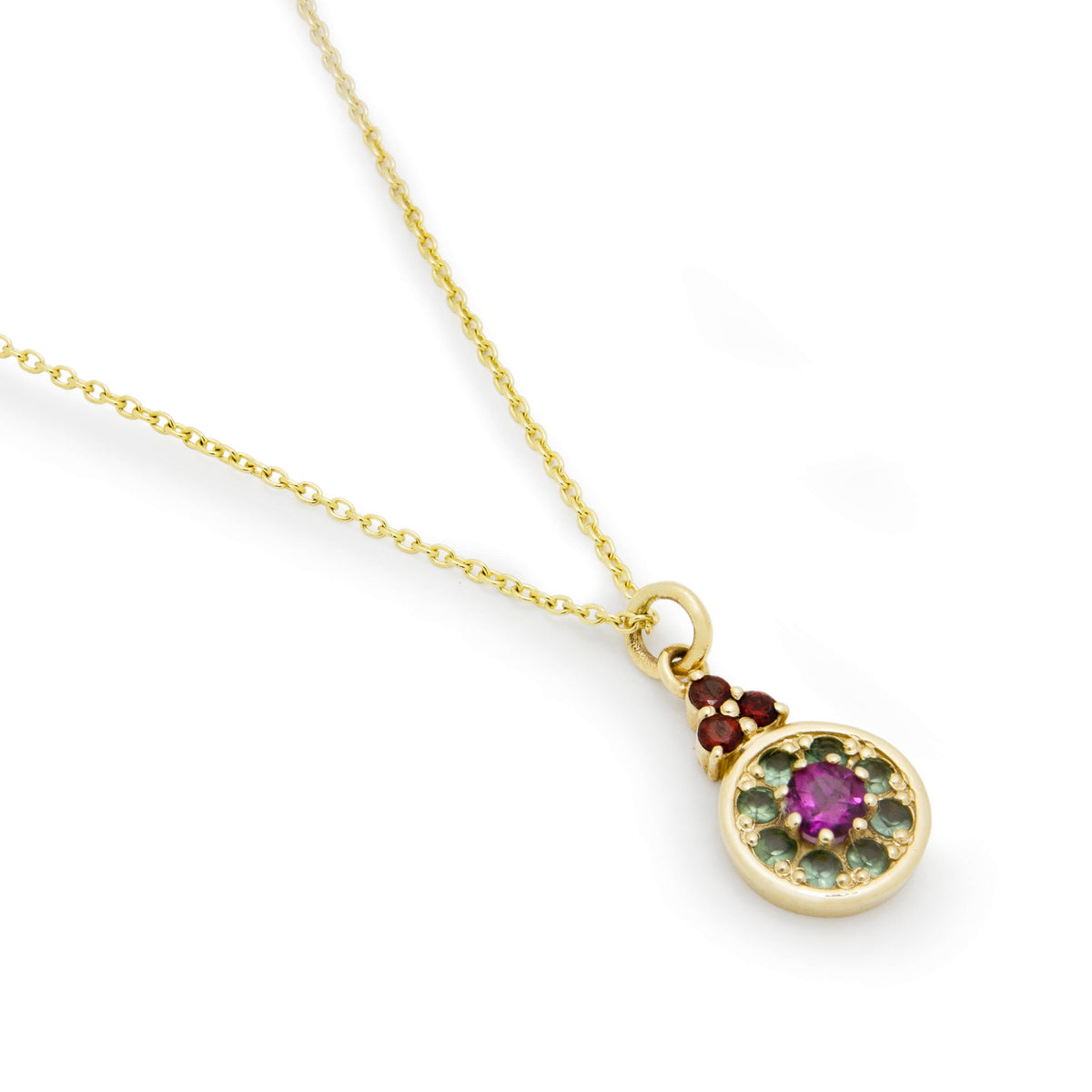 NG4786 Elegant Ruby, Spinel & Garnet Pendant Necklace